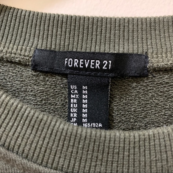 Forever 21 Cropped Crewneck - Army Green - Picture 2 of 4